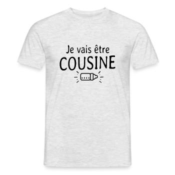 je vais être cousine - cadeau future cousine - T-shirt homme - gris chiné - Devant - AI Model Male 178 dark (178cm)