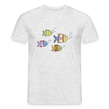bunte Fische Wasser Meer Graffiti Kinderzeichnung - Männer T-Shirt - Grau meliert - Vorne - AI Model Male 178 dark (178cm)