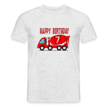 Betonmischer Happy Birthday 7 - Männer T-Shirt - Grau meliert - Vorne - AI Model Male 178 dark (178cm)