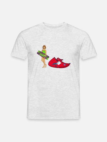 Kitegirl mit Kiteausrüstung - Männer T-Shirt - Grau meliert