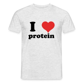 i love protein - Männer T-Shirt - Grau meliert - Vorne - AI Model Male 178 dark (178cm)