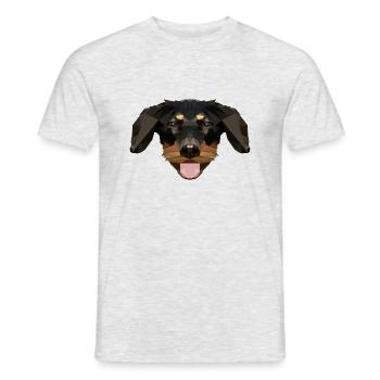Dackel Hund Liebhaber Polygon Haustier Motiv - Männer T-Shirt - Grau meliert - Vorne - AI Model Male 178 dark (178cm)