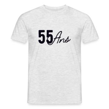 55 Ans - T-shirt homme - gris chiné - Devant - AI Model Male 178 dark (178cm)
