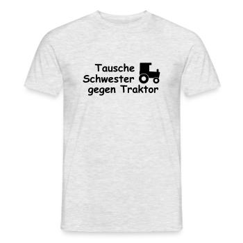 tausche schwester gegen traktor - Männer T-Shirt - Grau meliert - Vorne - AI Model Male 178 dark (178cm)