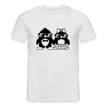 paar 2 pinguine liebe paerchen verliebt sonnenbril - Männer T-Shirt - Grau meliert - Vorne - AI Model Male 178 dark (178cm)
