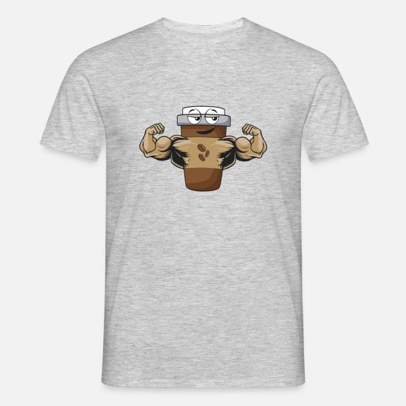 Flexing Coffee - Männer T-Shirt - Grau meliert