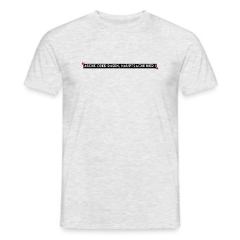 asche oder rasen, hauptsache bier - Männer T-Shirt - Grau meliert - Vorne - AI Model Male 178 dark (178cm)