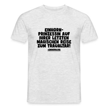 Einhorn Prinzessin auf ihrer letzten Reise zum... - Männer T-Shirt - Grau meliert - Vorne - AI Model Male 178 dark (178cm)