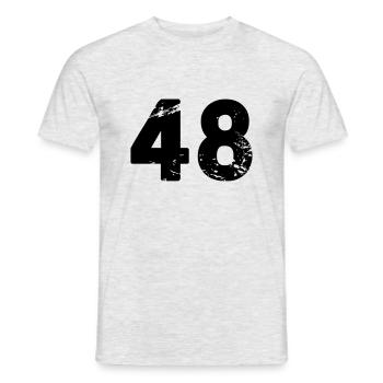 48 - Männer T-Shirt - Grau meliert - Vorne - AI Model Male 178 dark (178cm)