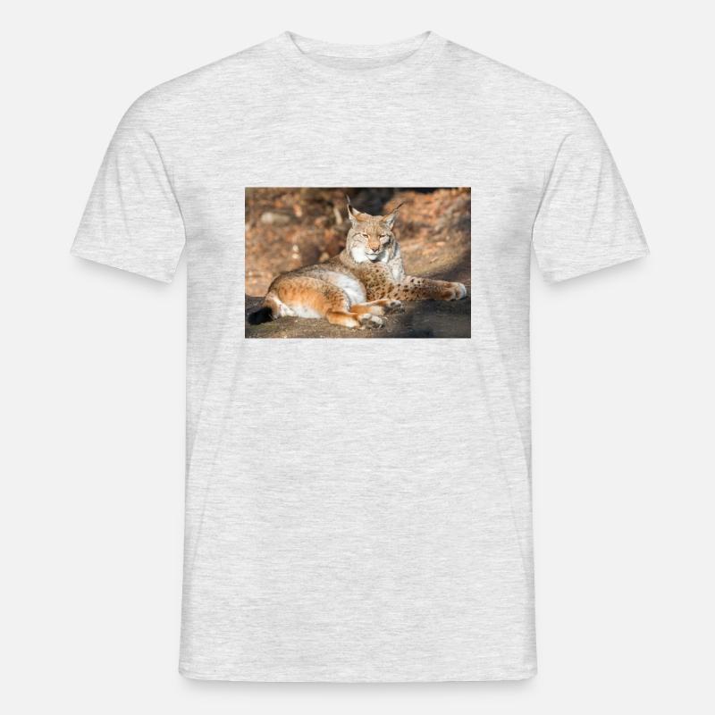 Eurasischer Luchs oder Nordluchs (Lynx lynx) - Männer T-Shirt - Grau meliert