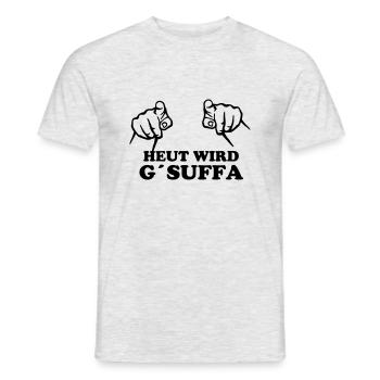 heut_wird_gsuffa - Männer T-Shirt - Grau meliert - Vorne - AI Model Male 178 dark (178cm)