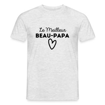 le meilleur beau papa coeur cadeau original - T-shirt homme - gris chiné - Devant - AI Model Male 178 dark (178cm)