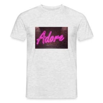 Neon adore lettering on Brick Wall at night - Men's T-Shirt - heather grey - Front - AI Model Male 178 dark (178cm)