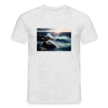 lever de soleil sur la mer - T-shirt homme - gris chiné - Devant - AI Model Male 178 dark (178cm)