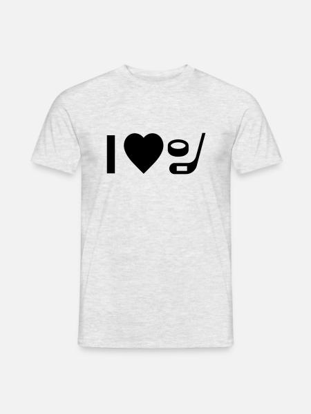 Viileä "I Love Hockey" -muotoilu hänelle ja hänelle - Mænd T-shirt - grå meleret