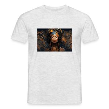 Afrika -Afrofuturistische Farbenfrohe Urbane Kunst - Männer T-Shirt - Grau meliert - Vorne - AI Model Male 178 dark (178cm)