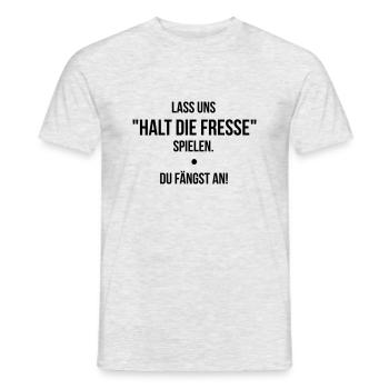 Halt die Fresse - Männer T-Shirt - Grau meliert - Vorne - AI Model Male 178 dark (178cm)