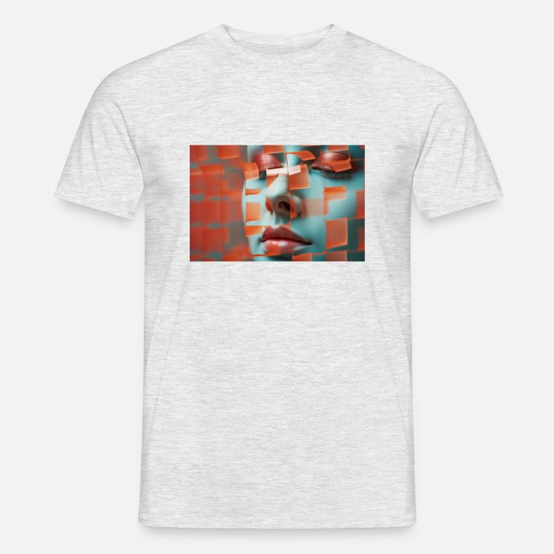 Visage pixélisé et identité cachée. - T-shirt homme - gris chiné
