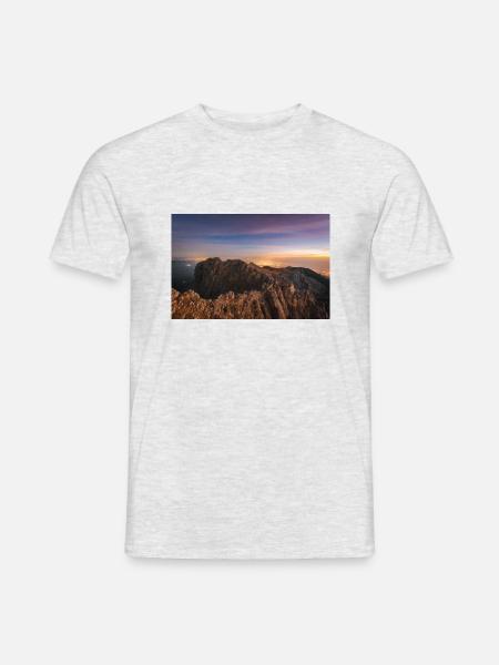 Alpenglühen auf dem Gipfel des Olymps in Griechenland - Männer T-Shirt - Grau meliert