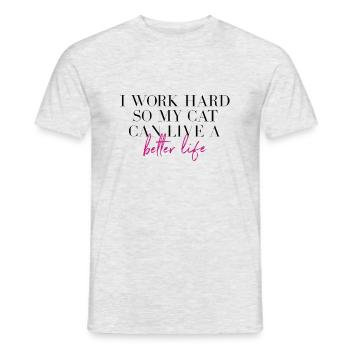 I work hard for my cat funny saying - Men's T-Shirt - heather grey - Front - AI Model Male 178 dark (178cm)