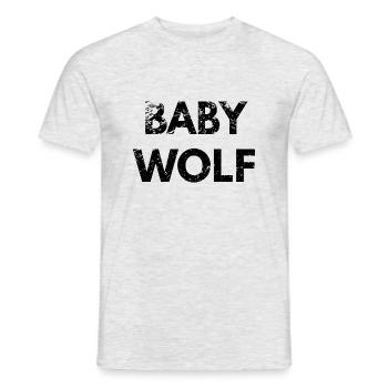 BABY WOLF black grunge look - Men's T-Shirt - heather grey - Front - AI Model Male 178 dark (178cm)