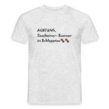 Zweibeiner-Scanner; Hund ist Menschenkenner - Männer T-Shirt - Grau meliert - Vorne - AI Model Male 178 dark (178cm)
