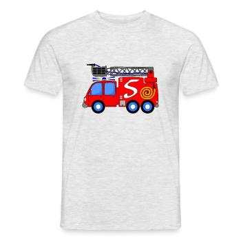Feuerwehrfahrzeug 5. Geburtstag Kinder - Männer T-Shirt - Grau meliert - Vorne - AI Model Male 178 dark (178cm)