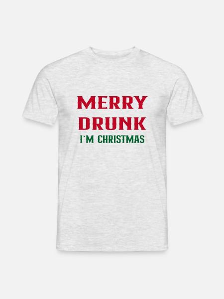 Merry drunk I`m Christmas - Männer T-Shirt - Grau meliert