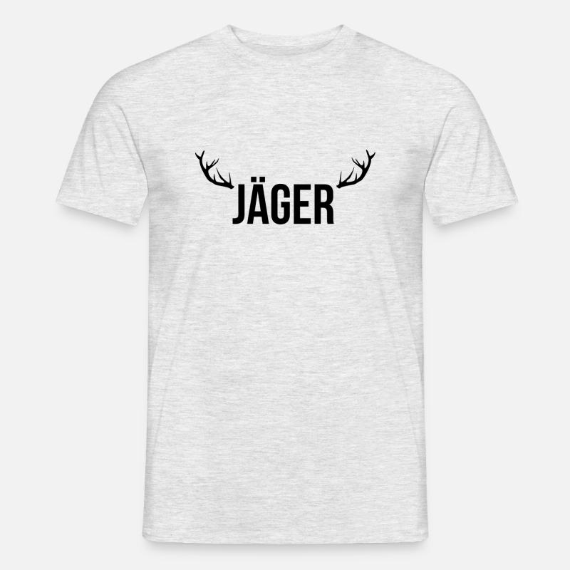 Jäger - Design mit Geweih - Männer T-Shirt - Grau meliert