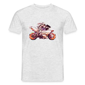 Motorrad Rennmaschine in der Zukunft mit Fahrer - Männer T-Shirt - Grau meliert - Vorne - AI Model Male 178 dark (178cm)