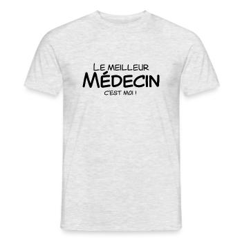 Le meilleur médecin c'est moi - T-shirt homme - gris chiné - Devant - AI Model Male 178 dark (178cm)