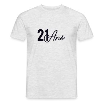 21 Ans - T-shirt homme - gris chiné - Devant - AI Model Male 178 dark (178cm)