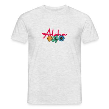 aloha, greeting - Men's T-Shirt - heather grey - Front - AI Model Male 178 dark (178cm)