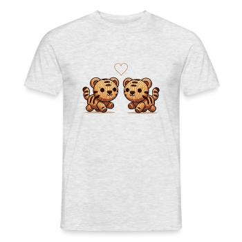 holz tiger paar love - Männer T-Shirt - Grau meliert - Vorne - AI Model Male 178 dark (178cm)