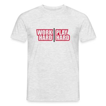 work_hard_play_hard_rp2 - T-shirt homme - gris chiné - Devant - AI Model Male 178 dark (178cm)