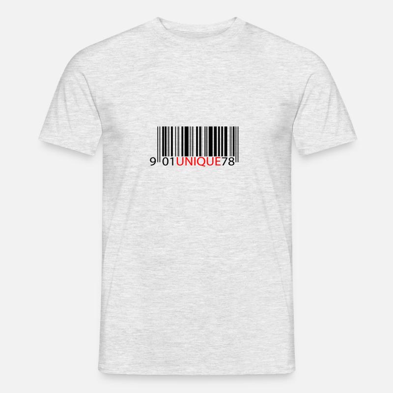 Einzigartiger roter Text-Barcode - Männer T-Shirt - Grau meliert