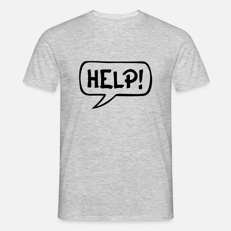 Comic Sprechblase HELP - Männer T-Shirt - Grau meliert