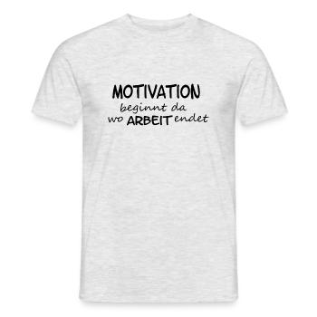 Motivation beginnt da wo... - Männer T-Shirt - Grau meliert - Vorne - AI Model Male 178 dark (178cm)