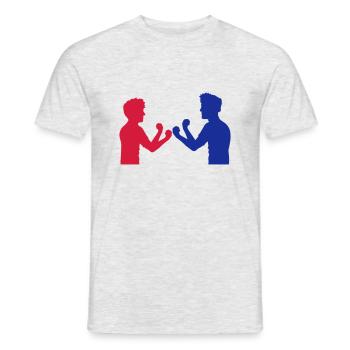 red blue 2 enemies friends team couple duel boxing ka - Men's T-Shirt - heather grey - Front - AI Model Male 178 dark (178cm)