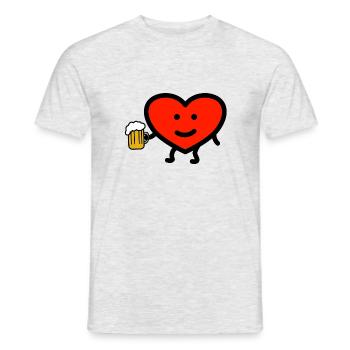 I LOVE BEER TSHIRT Bier Herz - Männer T-Shirt - Grau meliert - Vorne - AI Model Male 178 dark (178cm)