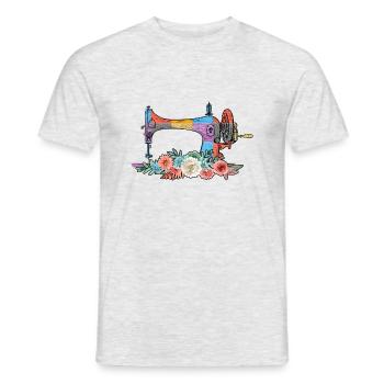 Nähen Nähmaschine Näher Schneider - Männer T-Shirt - Grau meliert - Vorne - AI Model Male 178 dark (178cm)