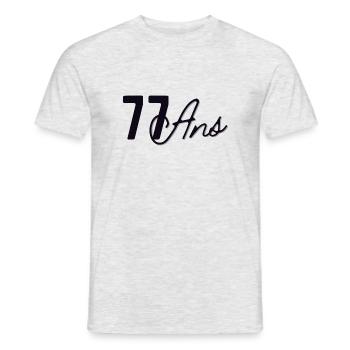 77 Ans - T-shirt homme - gris chiné - Devant - AI Model Male 178 dark (178cm)