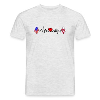 Cardio heart with USA flag and greenland flag - Men's T-Shirt - heather grey - Front - AI Model Male 178 dark (178cm)