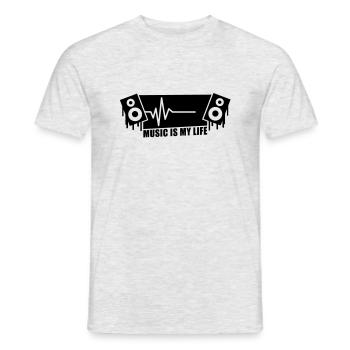 music_is_my_life___f1 - Men's T-Shirt - heather grey - Front - AI Model Male 178 dark (178cm)