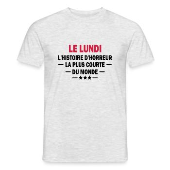 humour lundi / humour travail - T-shirt homme - gris chiné - Devant - AI Model Male 178 dark (178cm)