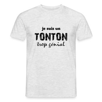je suis un tonton trop génial - T-shirt homme - gris chiné - Devant - AI Model Male 178 dark (178cm)