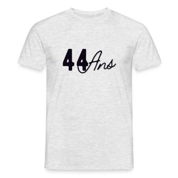 44 Ans - T-shirt homme - gris chiné - Devant - AI Model Male 178 dark (178cm)