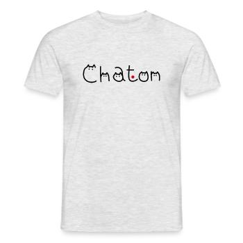 Chaton minimaliste et point rouge - T-shirt homme - gris chiné - Devant - AI Model Male 178 dark (178cm)
