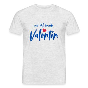 où est mon Valentin - T-shirt homme - gris chiné - Devant - AI Model Male 178 dark (178cm)