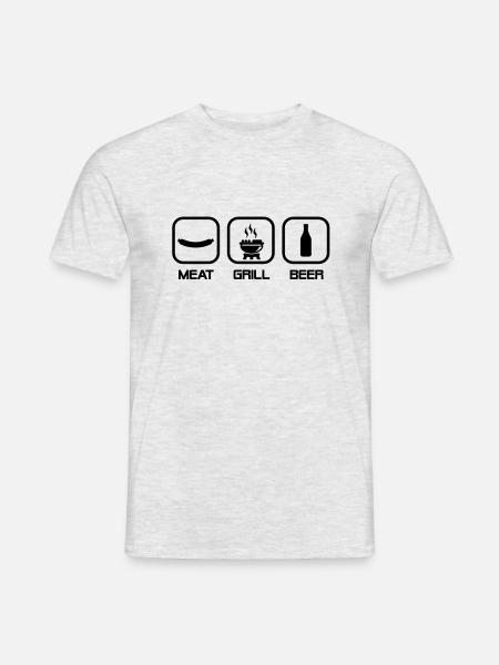 Meat Grill Beer - Männer T-Shirt - Grau meliert